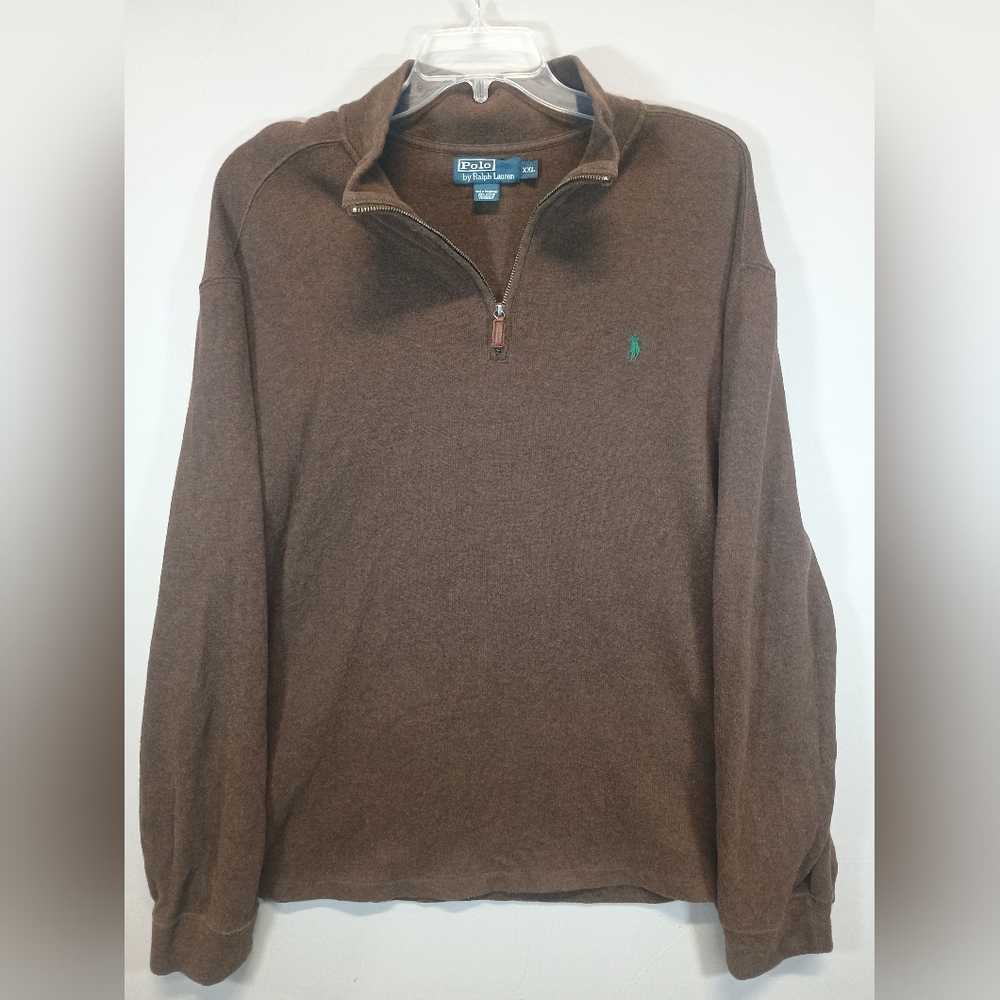 Polo Ralph Lauren Men’s XXL Quarter Zip Pullover Brown Sweater